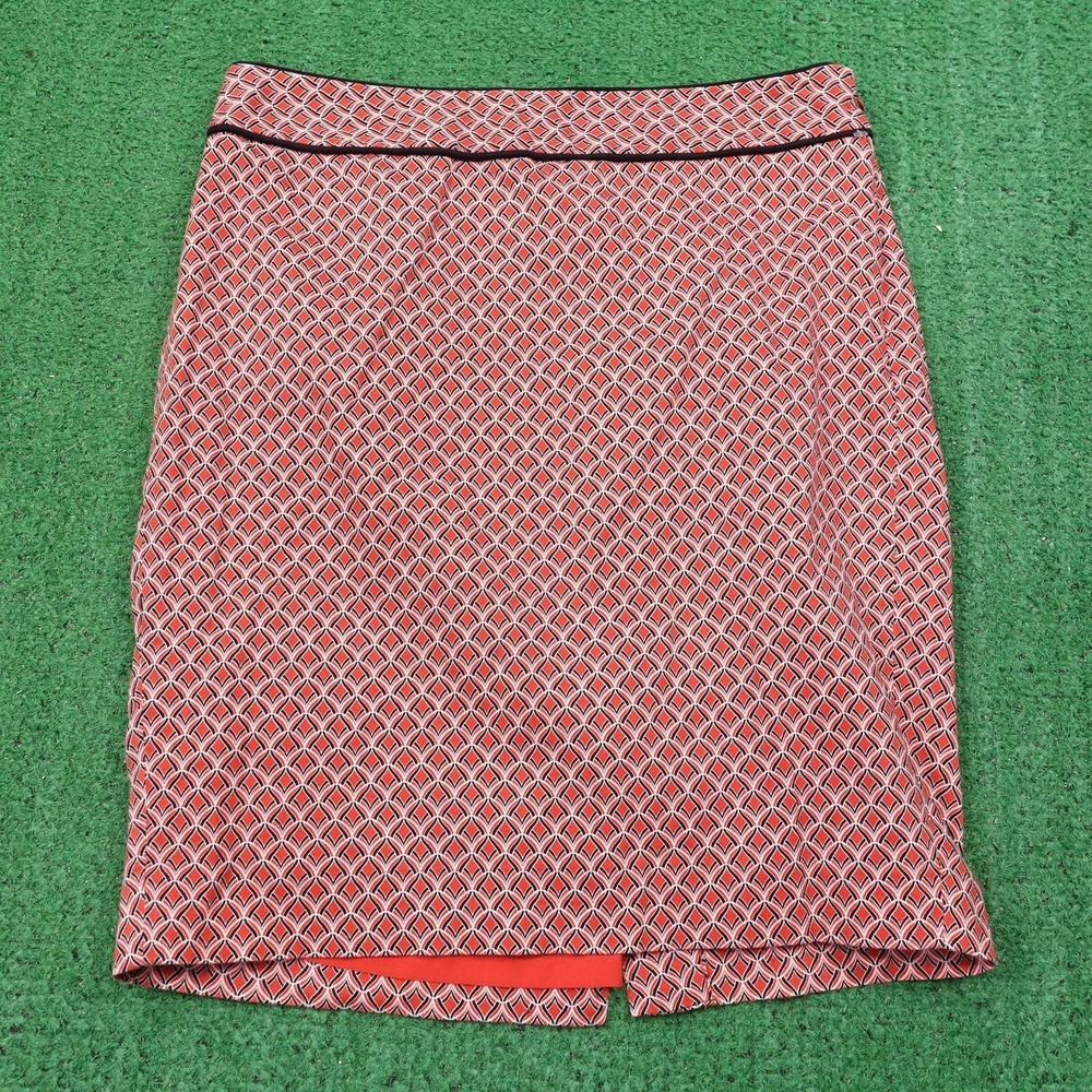 The Limited Skirt Womens 6 Red Geometric Print Lined Pencil Career Work Office